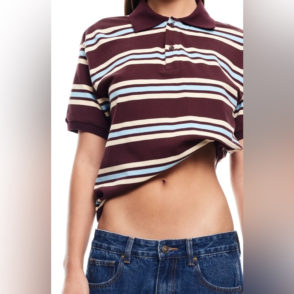 Lioness Striped Polo Collar Women's Top